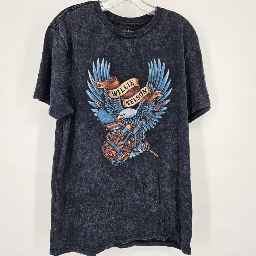 Willie Nelson Shirt Mens Medium Black Eagle Guitar Band Tour T-Shirt Tee 2024